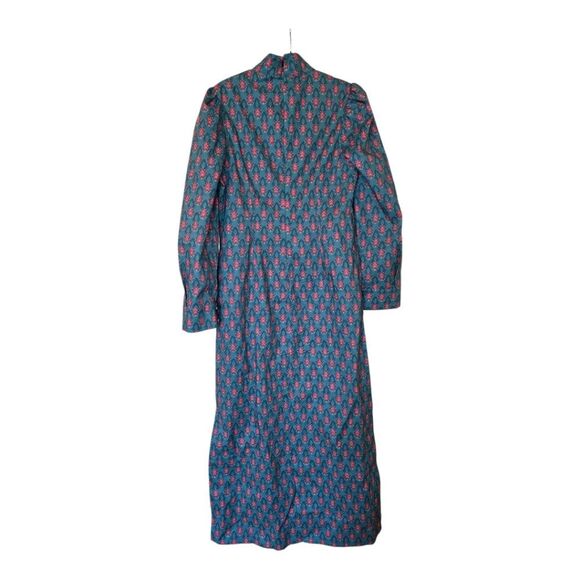 TUCKERNUCK Hyacinth House Teal Red Floral Mock Neck Maris Dress - Size Medium - Picture 4 of 13
